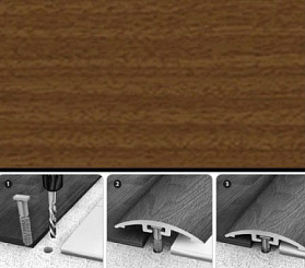 Порог одноуровневый Идеал 291 Орех 36х4х1800 (с дюбель-гвоздями)
