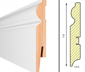 Плинтус Aberhof Art 1101 МДФ под покраску (без монтажной планки), 1 м.п.