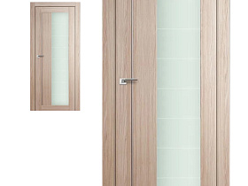 Межкомнатная дверь Profil Doors экошпон серия X 47X Капучино Мелинга полотно со стеклом Varga (молдинг алюминий)