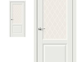 Межкомнатная дверь Браво Эмалит Неоклассик-33 White Matt, стекло White Сrystal