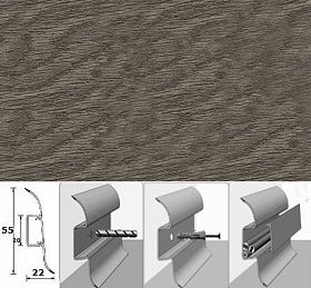 Напольный плинтус Идеал Комфорт (пластиковый с кабель-каналом) 220 Дуб оливье (55x22x2500 мм), 1 м.п.