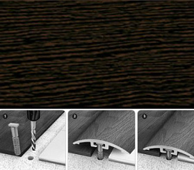 Порог одноуровневый Идеал 301 Венге 30х5,5х1800 (с дюбель-гвоздями)