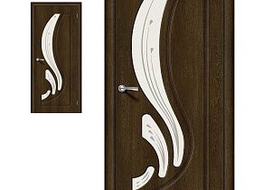 Межкомнатная дверь Браво Винил Start Лотос-2 Dark Barnwood, стекло Art Glass