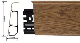 Напольный плинтус Arbiton Indo (пластиковый с кабель-каналом) 32 Дуб Горелый 70х26мм, 1 м.п.