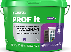 Краска фасадная ЛАКРА PROF IT, База А, 14 кг