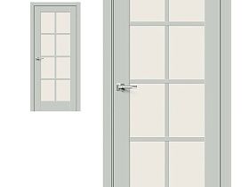 Межкомнатная дверь Браво Эмалит Прима-11.1 Grey Matt, стекло Magic Fog