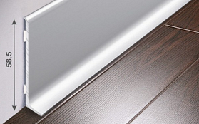 Алюминиевый напольный плинтус Bonkeel 58,5х11,2х2500 мм, серебро, 1 м.п.