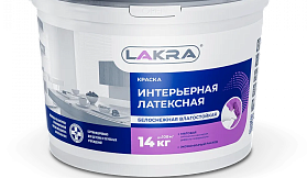Краска латексная интерьерная ЛАКРА влагостойкая, белоснежная, 6.5 кг
