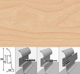 Напольный плинтус Идеал Комфорт (пластиковый с кабель-каналом) 261 Клён (55x22x2500 мм), 1 м.п.