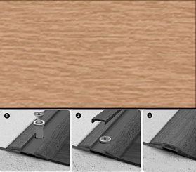 Порог с монтажным каналом Идеал 201 Дуб 30х5х1800 мм (с дюбель-гвоздями)