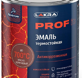 Эмаль термостойкая антикоррозионная Лакра PROF IT, до 700°С, красно-коричневый, 0.4 кг