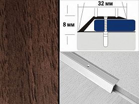 Порог декорированный разноуровневый С2 32х8,0 мм Орех