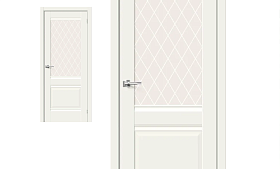 Межкомнатная дверь Браво Эко Шпон Прима-3 White Mix, стекло White Сrystal