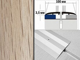Порог декорированный плоский А10 100х3,5 мм Дуб беленый