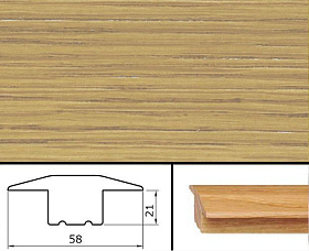 Молдинг массивный одноуровневый Pedross Т-образный 58х21х2700 Дуб без покрытия