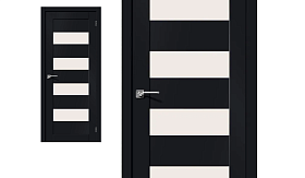 Межкомнатная дверь Браво-23 Black Mix стекло Magic Fog