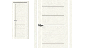 Межкомнатная дверь mr.wood Эко Шпон Браво-22 White Wood, стекло Magic Fog