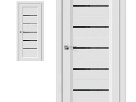 Межкомнатная дверь эмаль Bravo Скинни-51 Black Line Whitey полотно со стеклом