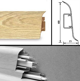Напольный плинтус Tarkett (пластиковый с кабель-каналом) 233 Sherwood Oak 60мм/15мм, 1 м.п.