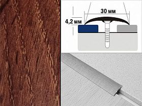 Порог декорированный одноуровневый В1 30х4,2х900 Дуб мореный