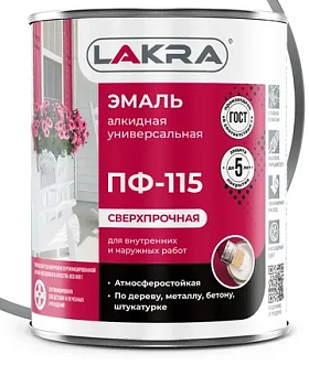 Эмаль ПФ-115 ЛАКРА, белый Л-С, 0.9 кг