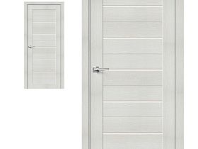 Межкомнатная дверь экошпон Porta X Порта-22 Bianco Veralinga, полотно со стеклом сатинато белое "Magic Fog"
