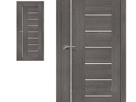 Межкомнатная дверь экошпон Porta X Порта-29 Grey Veralinga, полотно со стеклом сатинато белое "Magic Fog"