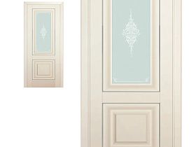 Межкомнатная дверь Profil Doors экошпон серия U 28U Магнолия сатинат полотно со стеклом Кристалл матовый (молдинг серебро)