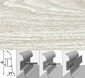 Напольный плинтус Идеал Альфа (пластиковый с кабель-каналом) 252 Ясень белый, 1 м.п.