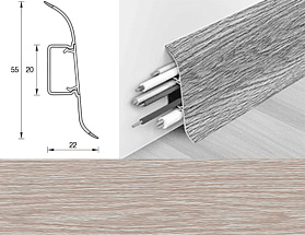 Напольный плинтус Идеал Оптима (пластиковый с кабель-каналом) 253 Ясень серый 55/22 мм, 1 м.п.