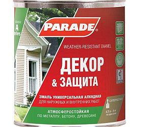 Эмаль Parade Classic А1 Декор & Защита универсальная алкидная матовая,  База А 2,5л