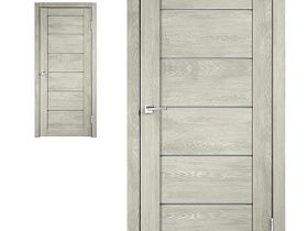 Межкомнатная дверь Velldoris Экошпон LINEA 1 цвет Дуб шале седой стекло Мателюкс