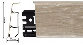 Напольный плинтус Arbiton Indo (пластиковый с кабель-каналом) 42 Дуб Песочный 70х26мм, 1 м.п.