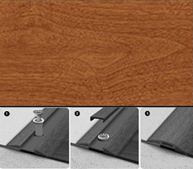 Порог с монтажным каналом Идеал 331 Кемпас 42х5х1800 мм (с дюбель-гвоздями)