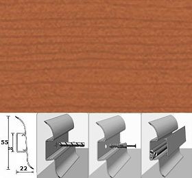 Напольный плинтус Идеал Комфорт (пластиковый с кабель-каналом) 244 Вишня тёмная (55x22x2500 мм), 1 м.п.