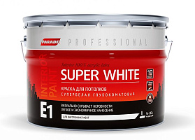 Краска акриловая для потолков Parade PROFFESIONAL E1 SuperWhite глубокоматовая, база A 9л