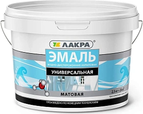 Эмаль акриловая универсальная ЛАКРА, белый матовый Л-С, 0.9 кг