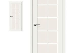 Межкомнатная дверь Браво Эмаль Скинни-11 Whitey, стекло Magic Fog