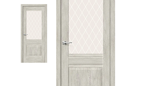 Межкомнатная дверь Браво Эко Шпон Прима-3 Chalet Provence, стекло White Сrystal