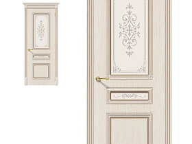 Межкомнатная дверь Браво Стиль Ф-22 БелДуб, стекло Худ.