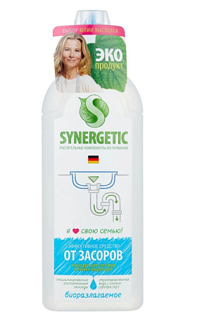 Средство Synergetic для чистки и профилактики засоров в канализационных трубах, биоразлагаемое (1л)