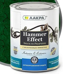 Эмаль с молотковым эффектом ЛАКРА, зеленый Л-С, 2.5 кг