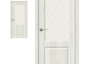 Межкомнатная дверь Браво Винил Скинни-13 Casablanca, стекло White Сrystal