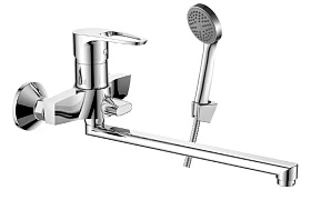 Смеситель DECOROOM DR70043 одноручный для ванны универсальный с поворотным изливом 300 мм