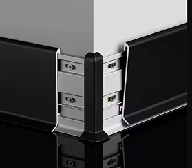 Алюминиевый напольный плинтус Русский профиль, SSZ-60мм анодированный, черный, в компл с крепежом (5шт) 60х11х2500 мм, 1 м.п.