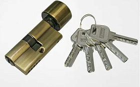 Евроцилиндр перфорированный ключ-вертушка 60мм Rossi D30х30 K05 AB Бронза античная