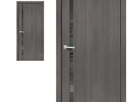 Межкомнатная дверь Браво Эко Шпон Браво-1.55 Grey Veralinga, стекло Mirox Grey