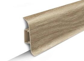 Напольный плинтус Идеал Классик К-П55п (пластиковый с кабель-каналом) 203 Дуб беленый, 2200мм/55мм/22мм, 1 м.п.