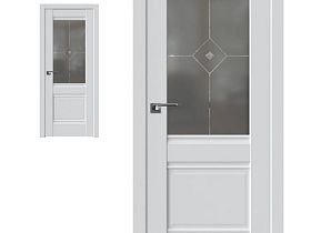 Межкомнатная дверь Profil Doors экошпон серия U 2U Аляска полотно со стеклом узор графит с прозрачным фьюзингом