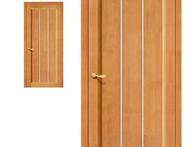 Межкомнатная дверь из массива Вега-19 Т-30, Светлый орех полотно со стеклом Кризет